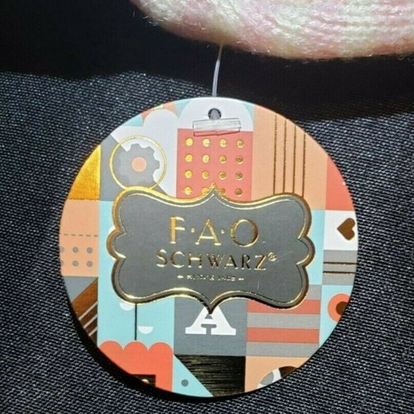 Lovey Plush Bunny Rabbit FAO Schwarz Pink & White Small Stuffed Animal Toy 4" - Picture 5 of 8